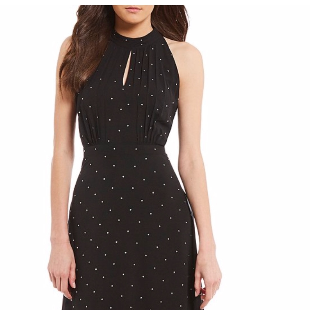 Women's Black Halter-neck Rhinestone A-line Gown